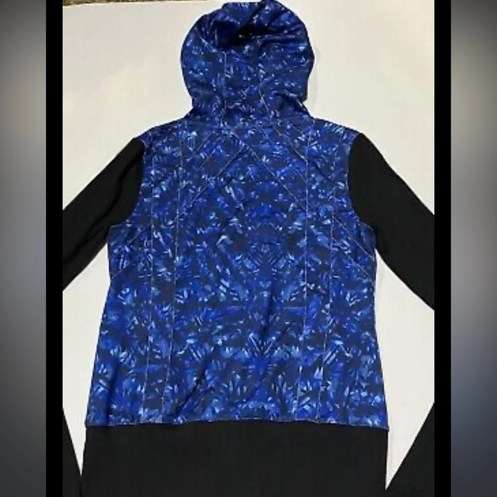 Alo yoga blue black printed flow hoodie S athletic activewear full zip winter